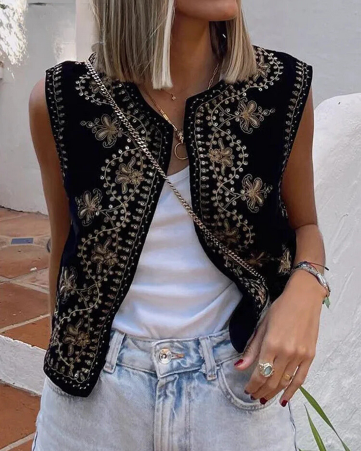 Vienna | Vintage Embroidered Velvet Vest