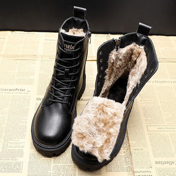 Norma | Black Leather Winter Boots