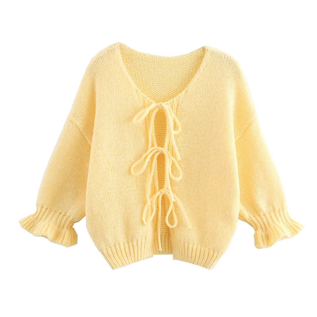 Aria | Lace-Up Knitted Cardigan Sweater