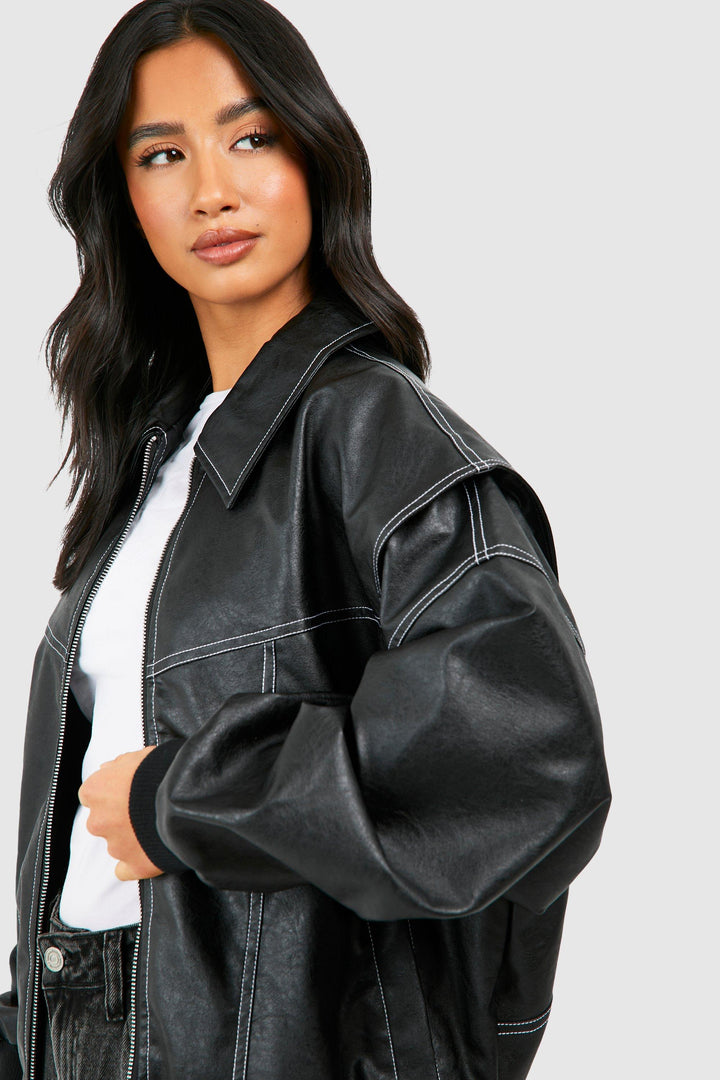 Nova | Vegan Leather Bomber Jacket